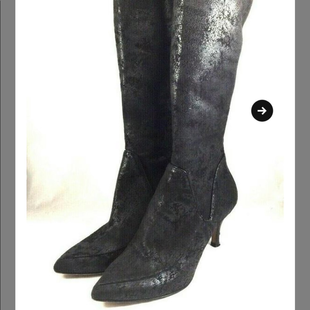 Donald J Pliner black suede stretch boots sz 9
